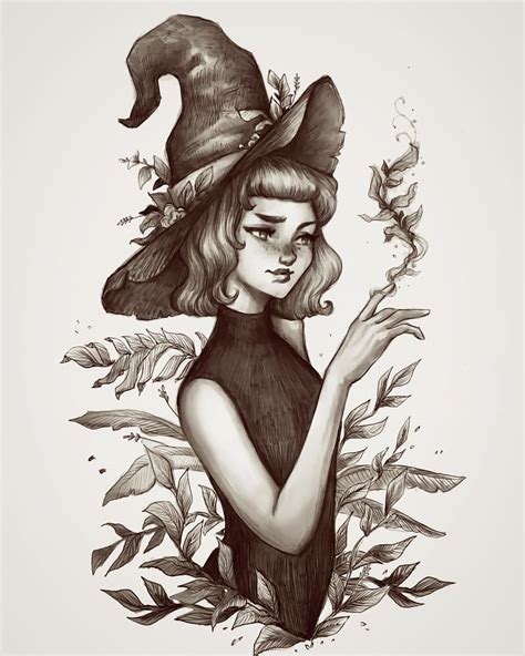 Witch design black and white